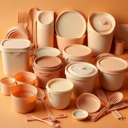 Assorted plasticware in warm muted colors